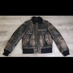 Vintage y2k Gap Jeans Sherpa lining Genuine Leather Jacket